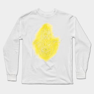 Yellow Watercolor Hamsa Hand Long Sleeve T-Shirt